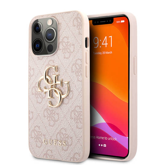 Oryginalne Etui IPHONE 13 PRO 6,1" Guess Hardcase 4G Big Metal Logo GUHCP13L4GMGPI różowe