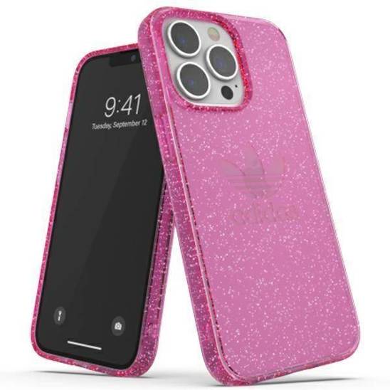 Oryginalne Etui IPHONE 13 PRO Adidas OR Protective Clear Glitter różowe