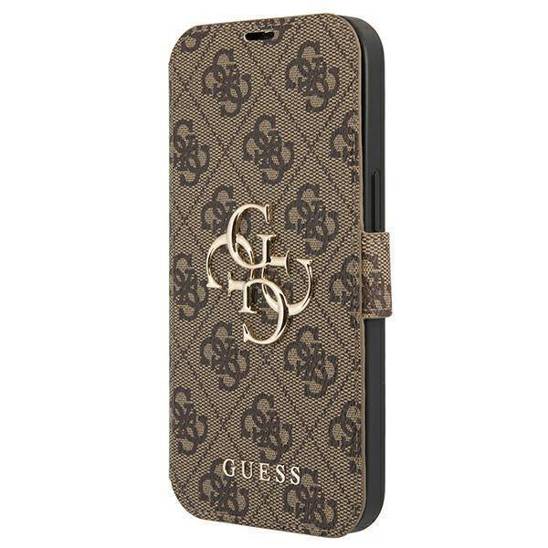 Oryginalne Etui IPHONE 13 PRO Guess Book 4G Big Metal Logo (GUBKP13L4GMGBR) brązowe