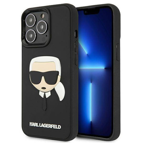 Oryginalne Etui IPHONE 13 PRO Karl Lagerfeld Hardcase 3D Rubber Karl`s Head (KLHCP13LKH3DBK) czarne