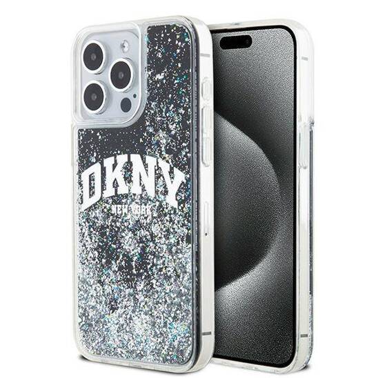 Oryginalne Etui IPHONE 13 PRO MAX DKNY Hardcase Liquid Glitter Big Logo (DKHCP13XLBNAEK) czarne