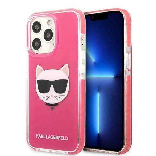 Oryginalne Etui IPHONE 13 PRO MAX Karl Lagerfeld Hardcase Choupette Head (KLHCP13XTPECPI) różowe