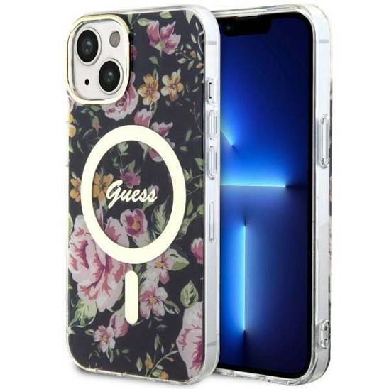 Oryginalne Etui IPHONE 14 Guess Hardcase Flower MagSafe (GUHMP14SHCFWSK) czarne