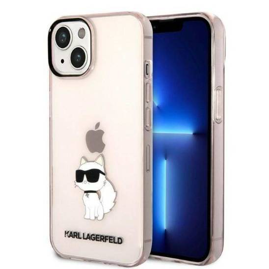 Oryginalne Etui IPHONE 14 Karl Lagerfeld Hardcase Ikonik Choupette (KLHCP14SHNCHTCP) różowe