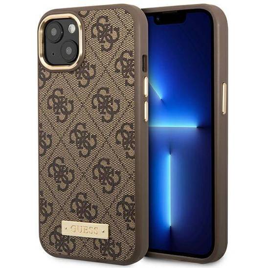 Oryginalne Etui IPHONE 14 PLUS Guess Hard Case 4G Vintage Gold Logo (GUHMP14MU4GPRW) brązowe