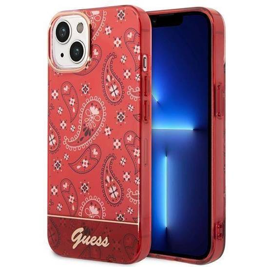 Oryginalne Etui IPHONE 14 PLUS Guess Hardcase Bandana Paisley czerwone