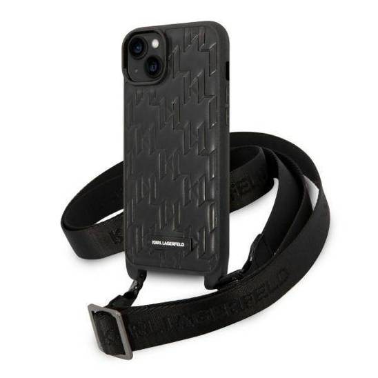 Oryginalne Etui IPHONE 14 PLUS Karl Lagerfeld Hardcase Monogram Plaque Logo Strap (KLHCP14MSTMMK) czarne