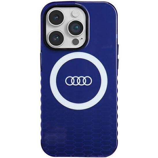 Oryginalne Etui IPHONE 14 PRO Audi IML Big Logo MagSafe (AU-IMLMIP14P-Q5/D2-BE) niebieskie