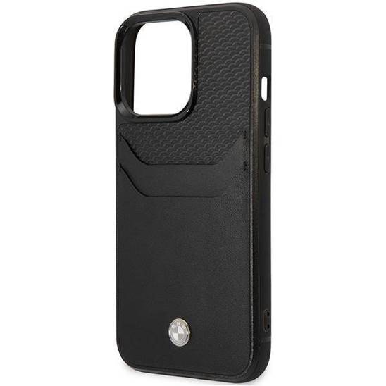 Oryginalne Etui IPHONE 14 PRO BMW Leather Card Slot (BMHCP14L22RSEPK) czarne