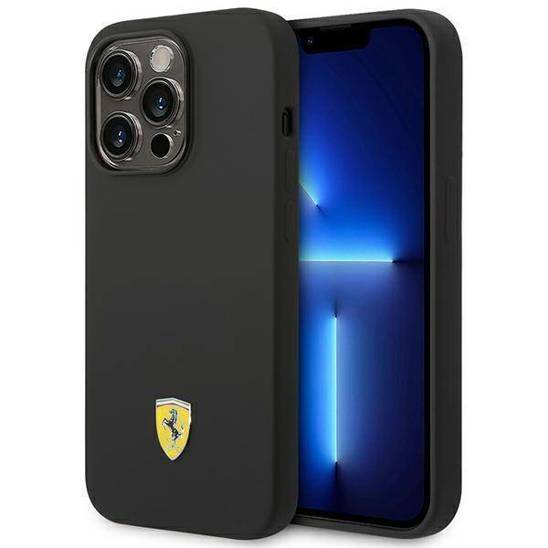 Oryginalne Etui IPHONE 14 PRO Ferrari Hardcase Silicone Metal Logo czarne