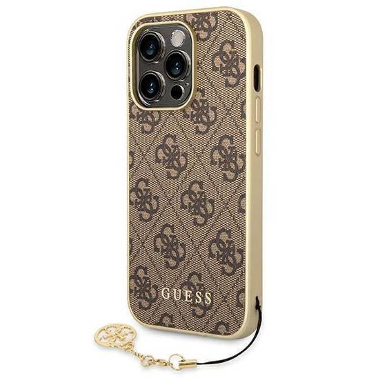 Oryginalne Etui IPHONE 14 PRO Guess Hardcase 4G Charms Collection brązowe