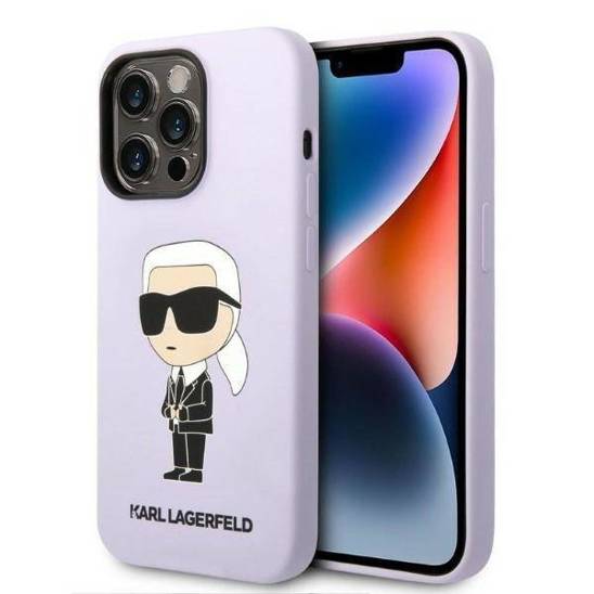 Oryginalne Etui IPHONE 14 PRO MAX Karl Lagerfeld Hardcase Silicone Ikonik (KLHCP14XSNIKBCU) fioletowe