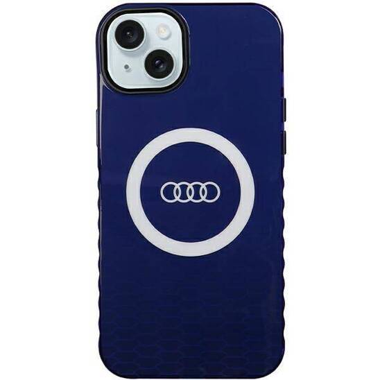 Oryginalne Etui IPHONE 15 PLUS / 14 PLUS Audi IML Big Logo MagSafe (AU-IMLMIP15M-Q5/D2-BE) niebieskie