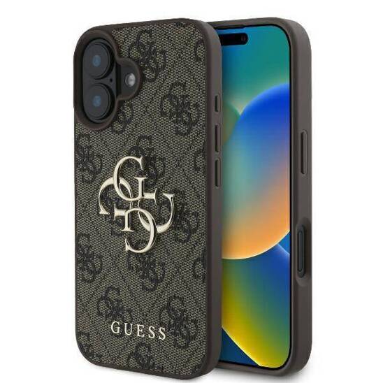 Oryginalne Etui IPHONE 16 PLUS Guess Hardcase 4G Big Logo (GUHCP16M4GMGBR) brązowe