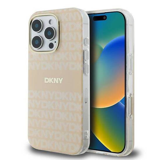 Oryginalne Etui IPHONE 16 PRO MAX DKNY Hardcase Repeat Texture Pattern With Stripe (DKHMP16XHRHSEP) różowe