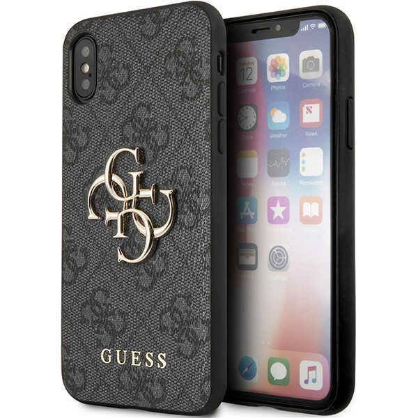 Oryginalne Etui IPHONE X / XS Guess Hardcase 4G Big Metal Logo (GUHCPX4GMGGR) szare