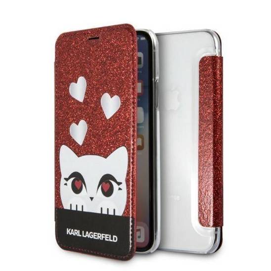 Oryginalne Etui IPHONE X / XS Karl Lagerfeld Book Valentine czerwone