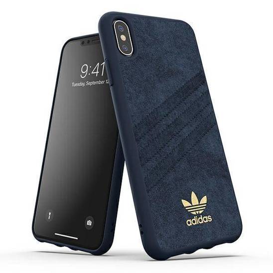 Oryginalne Etui IPHONE XS MAX Adidas OR Moulded Case ULTRASuede (35001) niebieskie