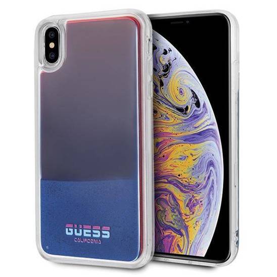 Oryginalne Etui IPHONE XS MAX Guess Hard Case California Glow In The Dark (GUHCI65GLCRE) czerwone