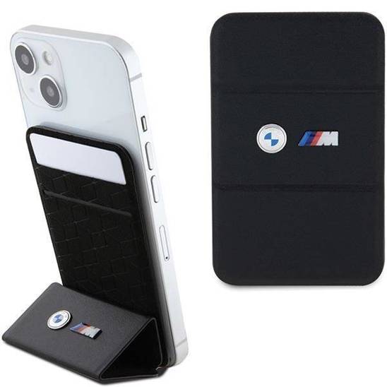 Oryginalne Etui IPHONE Z MAGSAFE BMW Wallet Card Slot Stand MagSafe M Edition Collection (BMWCSMMPGK) czarne