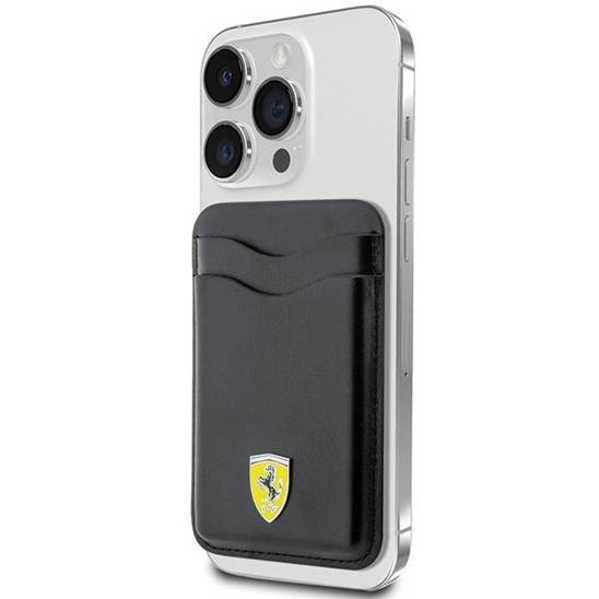 Oryginalne Etui IPHONE Z MAGSAFE Ferrari Wallet Card Slot MagSafe Leather 2023 Collection (FEWCMRSIK) czarne