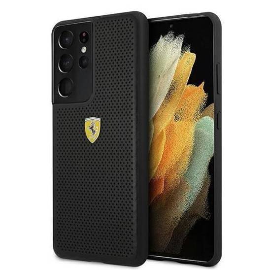 Oryginalne Etui SAMSUNG GALAXY S21 ULTRA Ferrari Hardcase On Track Perforated (FESPEHCS21LBK) czarne