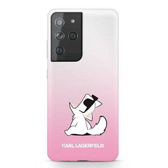 Oryginalne Etui SAMSUNG GALAXY S21 ULTRA Karl Lagerfeld Hardcase Choupette Fun (KLHCS21LCFNRCPI) różowe