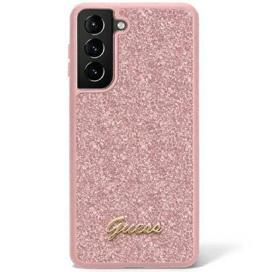 Oryginalne Etui SAMSUNG GALAXY S23 Guess Hard case Glitter Script (GUHCS23SHGGSHP) różowe