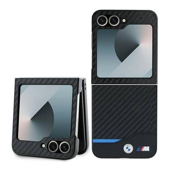 Oryginalne Etui SAMSUNG GALAXY Z FLIP 6 BMW Hardcase Carbon Blue Line (BMHCZF622NBCK) czarne