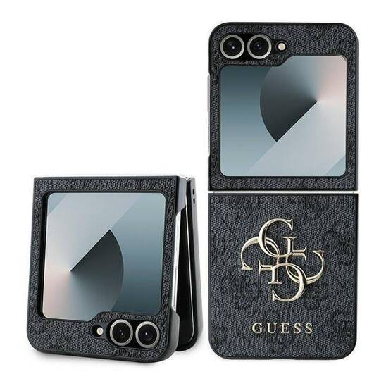 Oryginalne Etui SAMSUNG GALAXY Z FLIP 6 Guess Hardcase Leather 4G Metal Logo (GUHCZF64GMGGR) czarne