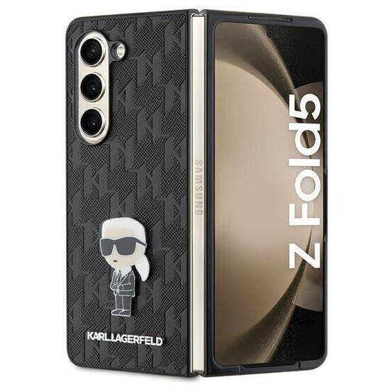 Oryginalne Etui SAMSUNG GALAXY Z FOLD 5 Karl Lagerfeld Hardcase Saffiano Monogram Ikonik Pin (KLHCZFD5SAPKINPK) czarne