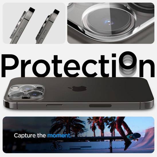 Osłona Aparatu IPHONE 14 PRO / 14 PRO MAX Spigen Optik.TR Camera Protector 2-Pack transparentne