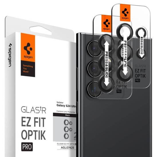 Osłona Aparatu SAMSUNG GALAXY S24 ULTRA Spigen Optik. TR ”EZ FIT” Camera Protector 2-pack czarne