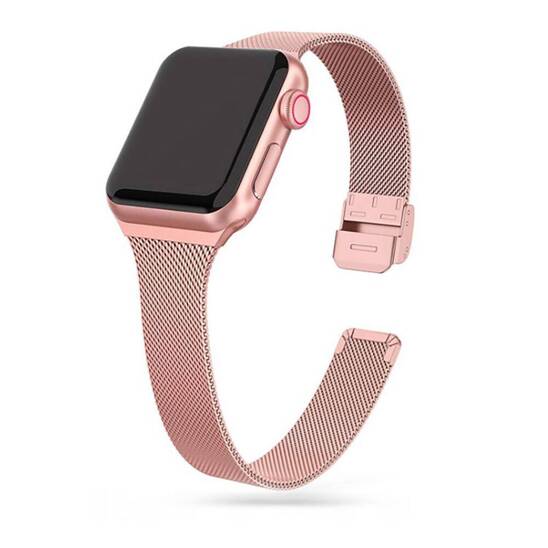 Pasek do APPLE WATCH 4 / 5 / 6 / 7 / 8 / 9 / SE (38 / 40 / 41 MM) Tech-Protect Thin Milanese różowe