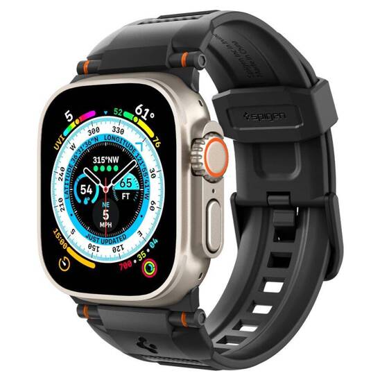 Pasek do APPLE WATCH 4 / 5 / 6 / 7 / 8 / 9 / SE / ULTRA 1/2 (42 / 44 / 45 / 49 MM) Spigen Rugged Ultra Band Matte czarne