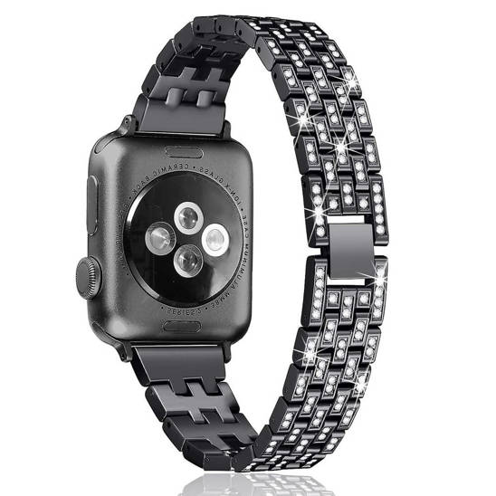 Pasek do APPLE WATCH 4 / 5 / 6 / 7 / 8 / SE (38 / 40 / 41 MM) Diamond Bumper czarne