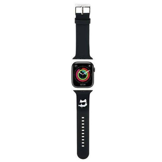 Pasek do APPLE WATCH 4 / 5 / 6 / 7 / 8 / SE (38 / 40 / 41 MM) Karl Lagerfeld Strap 3D Rubber Choupette Head (KLAWMSLCNK) czarne