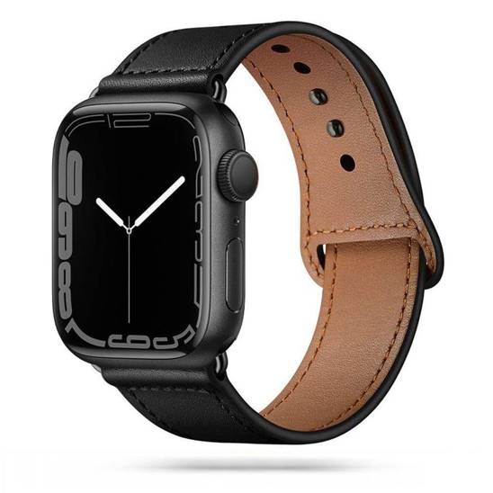 Pasek do APPLE WATCH 4 / 5 / 6 / 7 / 8 / SE (38 / 40 / 41 MM) Tech-Protect LeatherFit czarne