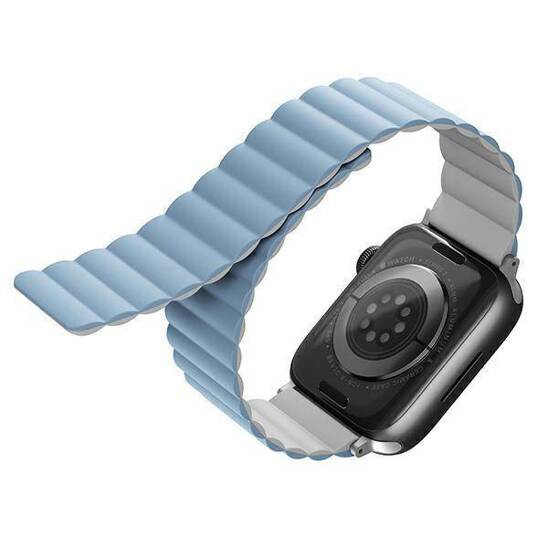 Pasek do APPLE WATCH 4 / 5 / 6 / 7 / 8 / SE (42 / 44 / 45 MM) UNIQ Revix Reversible Magnetic biało - niebieskie