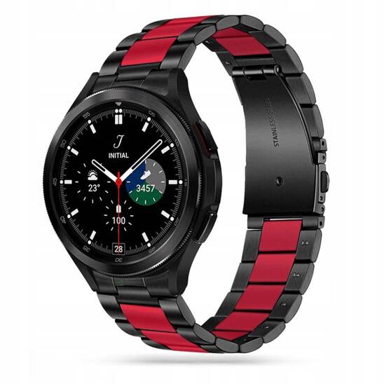 Pasek do SAMSUNG GALAXY WATCH 4 / 5 / 5 PRO / 6 Tech-Protect Stainless czarno-czerwone