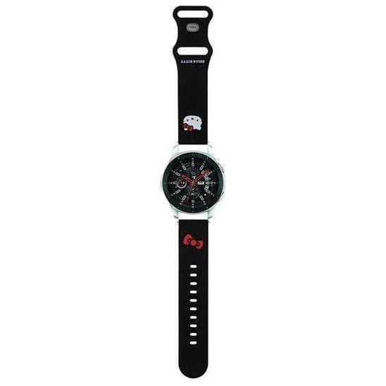 Pasek do SAMSUNG GALAXY WATCH (46MM) / SAMSUNG GEAR S3 (46MM) / HUAWEI WATCH GT / GT 2 / GT 2 PRO / GT 3 / GT 3 PRO (46MM) Hello Kitty Strap Silicone Kitty Head (HKUWLSCHBLK) czarne