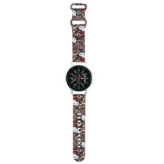 Pasek do SAMSUNG GALAXY WATCH (46MM) / SAMSUNG GEAR S3 (46MM) / HUAWEI WATCH GT / GT 2 / GT 2 PRO / GT 3 / GT 3 PRO (46MM) Hello Kitty Strap Silicone Tags Graffiti (HKUWLSDGPTP) różowe