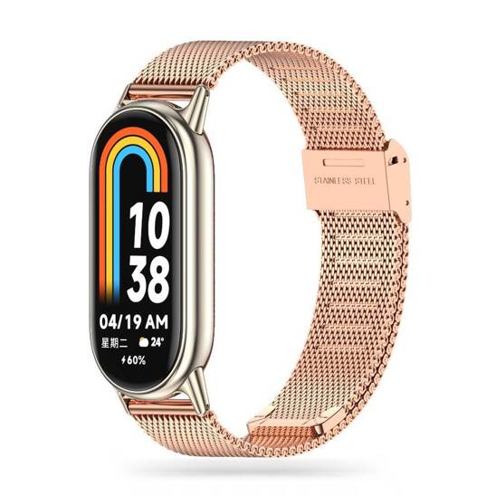 Pasek do XIAOMI MI BAND 8 / 8 NFC Tech-Protect Milaneseband złoto-różowe