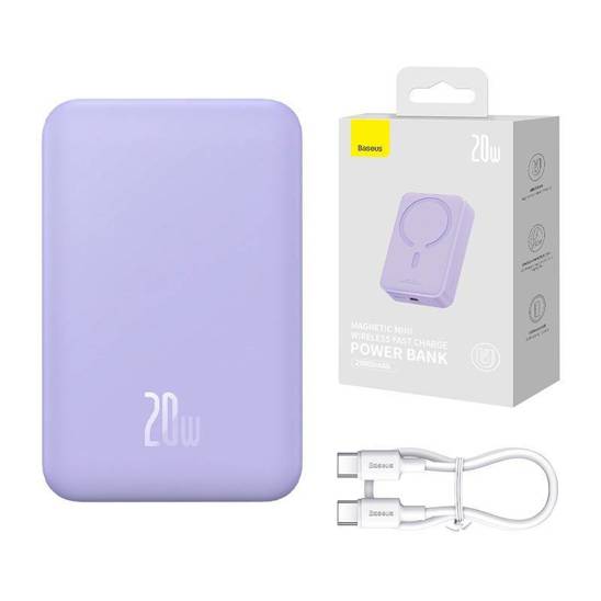 Powerbank 20000mAh 20W Baseus Magnetic Mini fioletowy