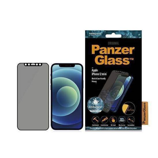 Szkło Hartowane 5D IPHONE 12 MINI PanzerGlass E2E Super+ Case Friendly AntiBacterial Microfracture Privacy czarne