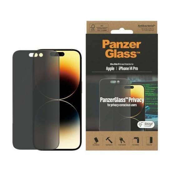 Szkło Hartowane 5D IPHONE 14 PRO PanzerGlass Ultra-Wide Fit Privacy Screen Protection Antibacterial (P2772)