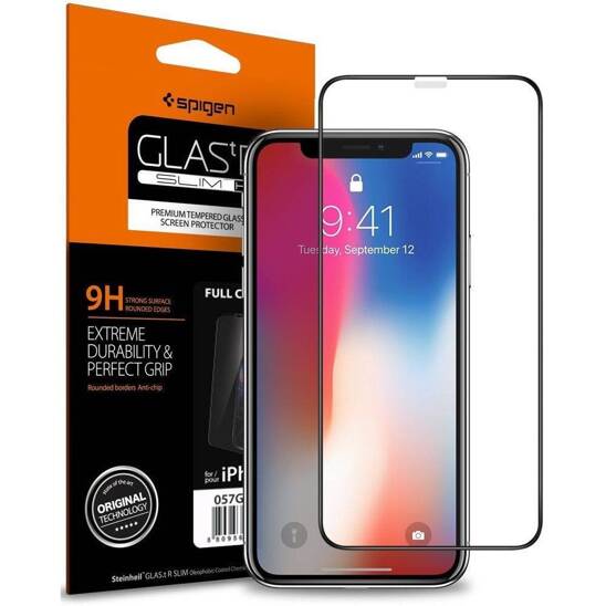 Szkło Hartowane IPHONE 11 PRO / X / XS Spigen Glass FC czarne