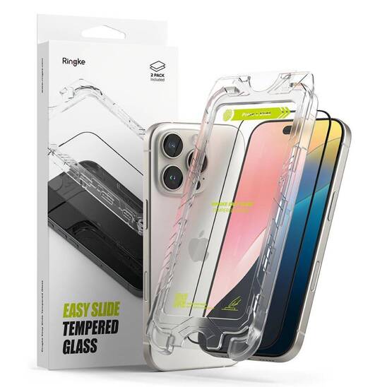 Szkło Hartowane IPHONE 16 PRO Ringke Easy Slide 2-Pack czarne