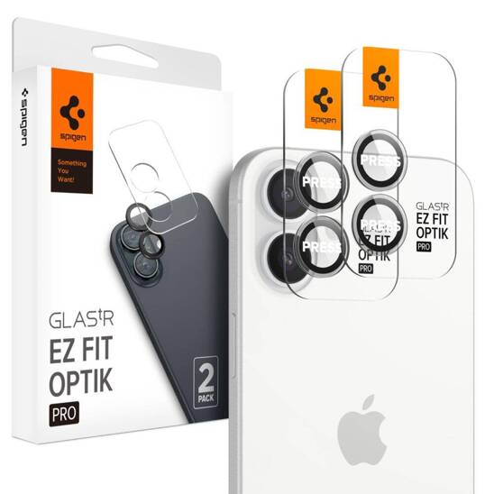 Szkło Hartowane na Aparat IPHONE 16 / 16 PLUS Spigen Optik Pro Glas.tr "Ez Fit" Camera Protector 2-Pack Crystal Clear