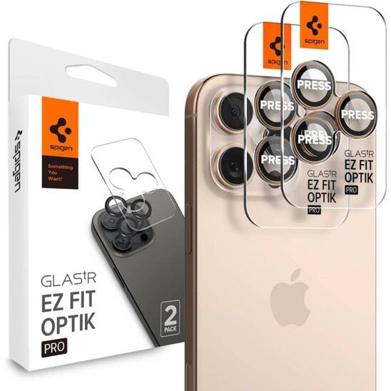 Szkło Hartowane na Aparat IPHONE 16 PRO / 16 PRO MAX Spigen Optik Pro Glas.tr "Ez Fit" Camera Protector 2-Pack Desert Titanium